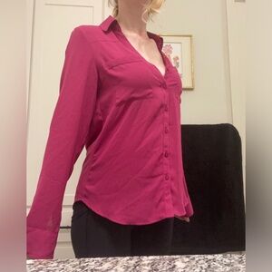 EXPRESS Dark Pink Business Casual Top